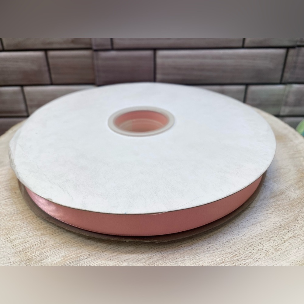 VTG ❤️Pink Ribbon 0.5Inch /1.5cm Pink Satin Ribbon 100 Yard/Roll New